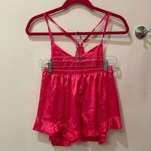 Vibrant Pink Satin Sleepwear Set